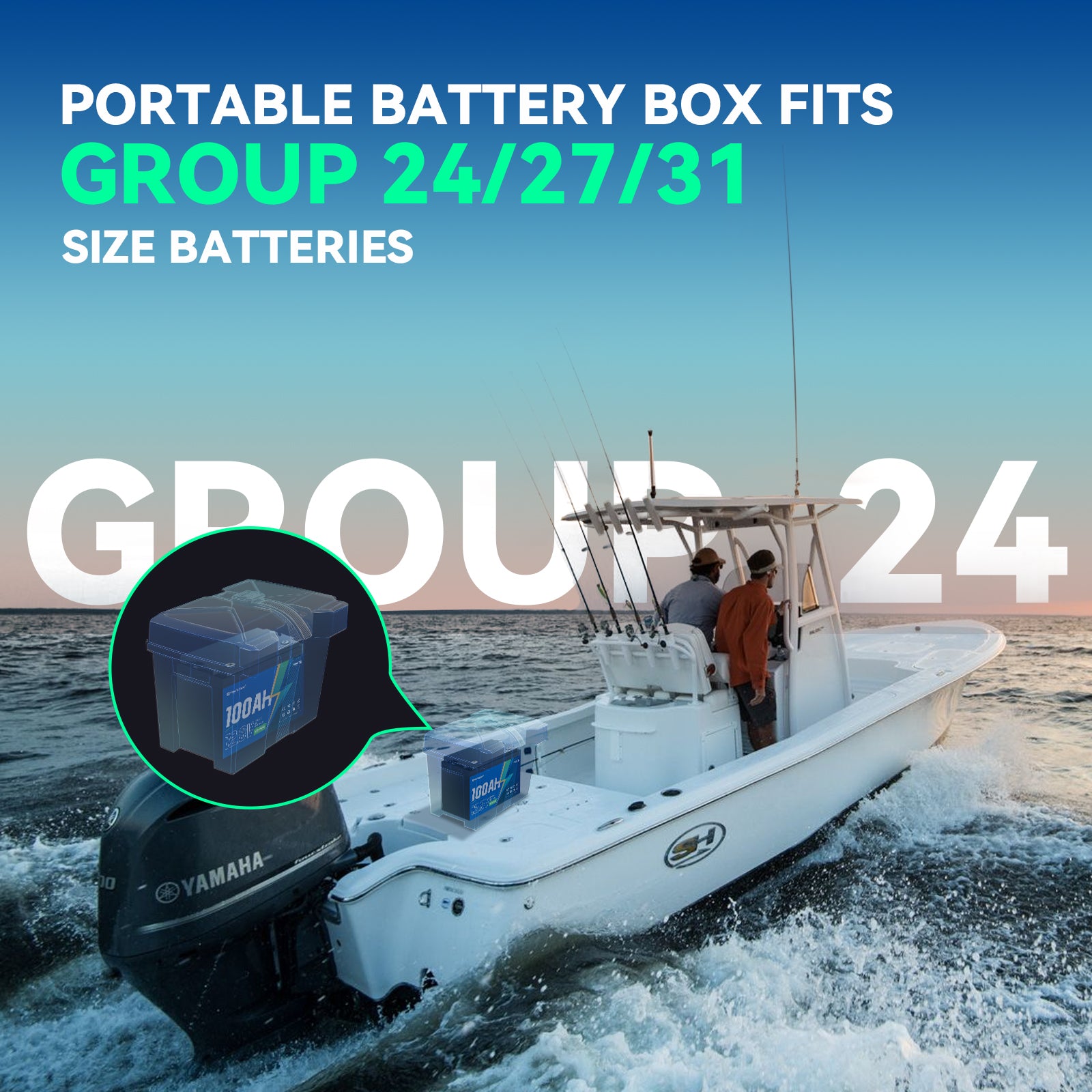 HeyFuture 12V 100Ah Group 24 Bluetooth LiFePO4 Battery
