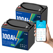 HeyFuture 12V 100Ah Group 24 Bluetooth LiFePO4 Battery