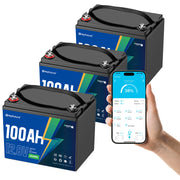 HeyFuture 12V 100Ah Group 24 Bluetooth LiFePO4 Battery