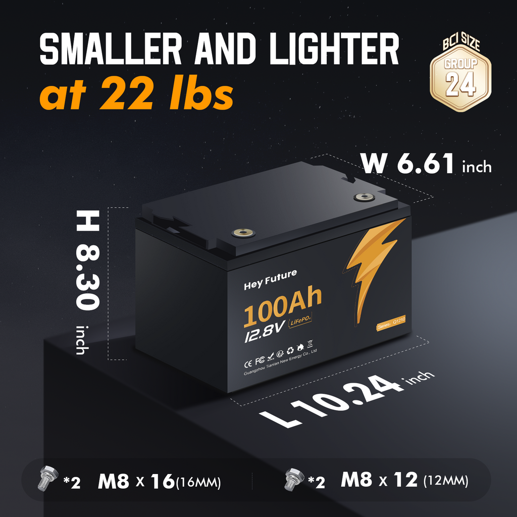 HeyFuture 12V 100Ah LiFePO4 Deep Cycle Lithium Battery