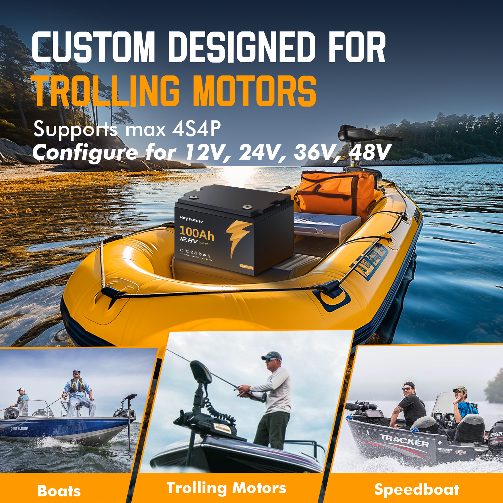 HeyFuture 12V 100Ah LiFePO4 Deep Cycle Lithium Battery