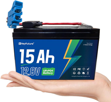 HeyFuture 12V 15Ah LiFePO4 Battery, 20A BMS for Ride-On Cars & Fish Finders