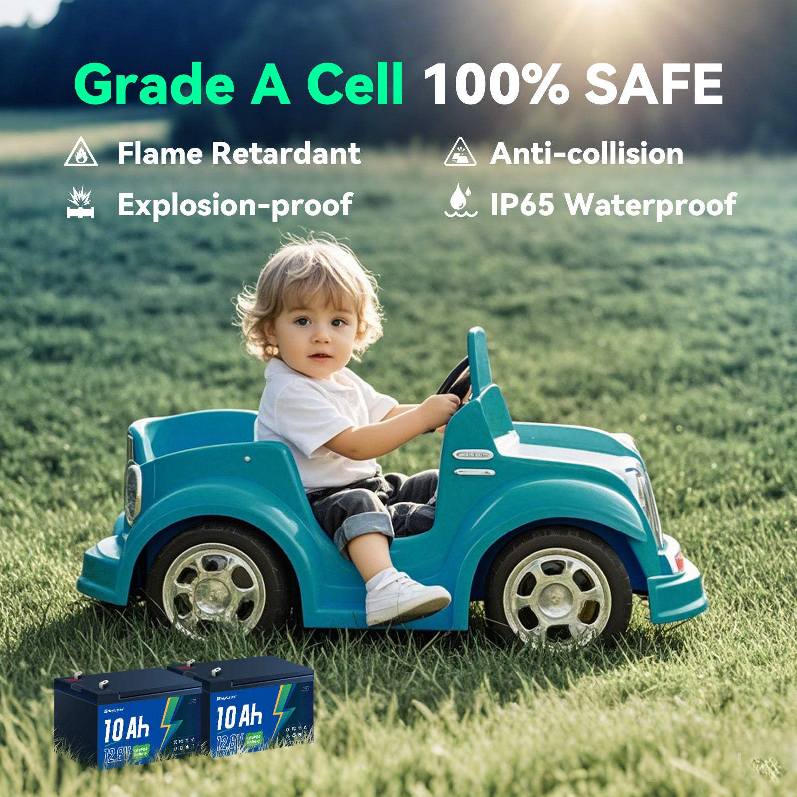 HeyFuture 12V 10Ah Lithium LiFePO4 Deep Cycle Battery