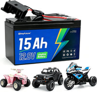 HeyFuture 12V 15Ah LiFePO4 Battery for Power Wheels Ride On Toy UpgradeKit