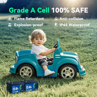 HeyFuture 12V 15Ah LiFePO4 Battery for Power Wheels Ride On Toy UpgradeKit