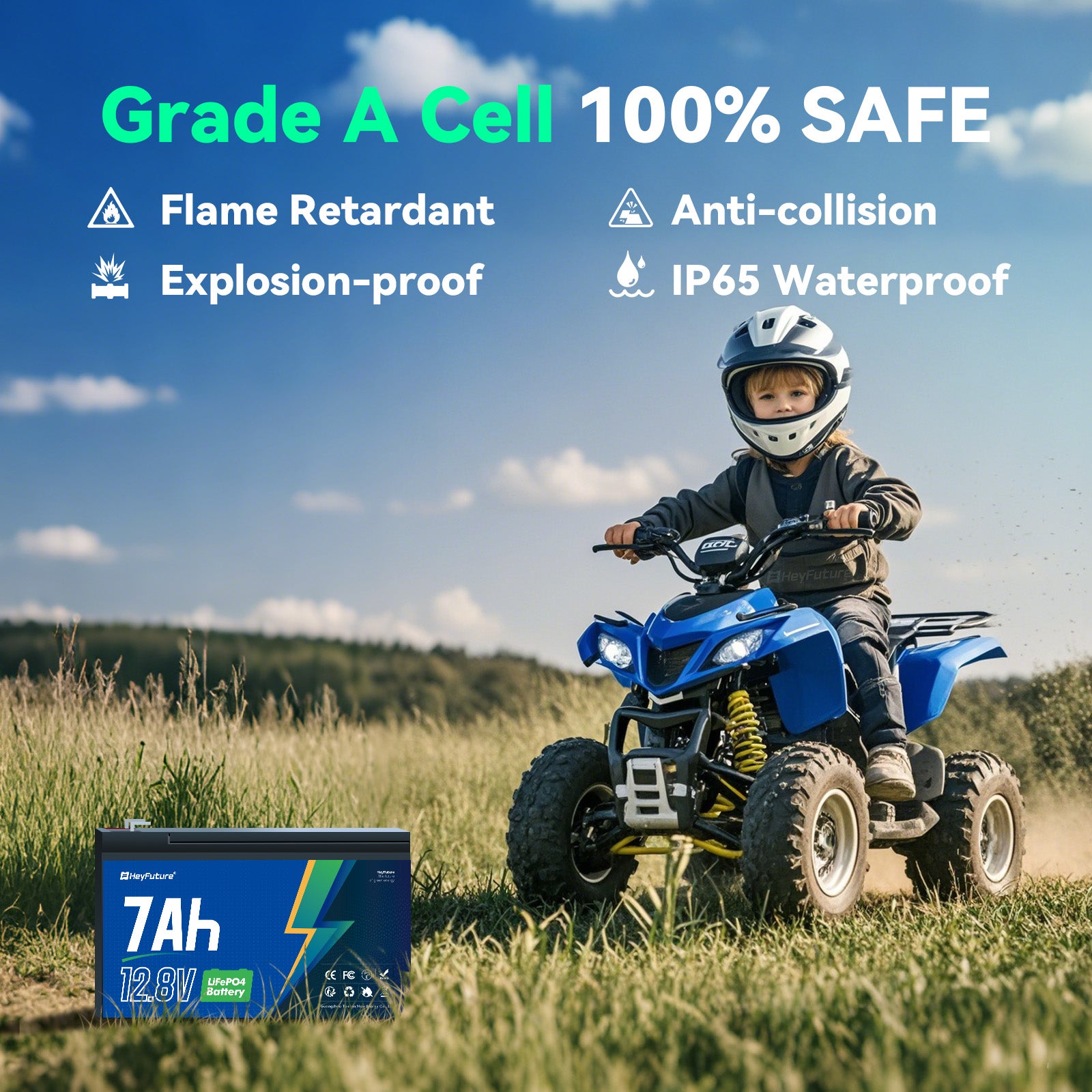 HeyFuture 12V 7ah Rechargeable Battery, 3000+ Deep Cycles LiFePO4 Battery